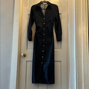 Zara Dark Blue Long Sleeve Denim Dress